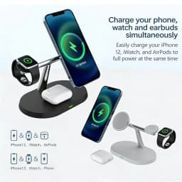 3 in 1 Magnetic Wireless Charger Stand for Magsafe iPhone 16/15/14/13/12 Apple Watch 8/7 & Airpods Pro Fast Charging Station