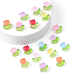 25Sets Jelly Powder Gradient Glass Tulip Petal Beaded Material DIY Handmade Bracelets, Earrings, Accessories, Hairpins