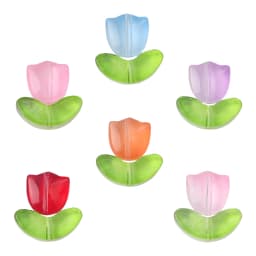 25Sets Jelly Powder Gradient Glass Tulip Petal Beaded Material DIY Handmade Bracelets, Earrings, Accessories, Hairpins