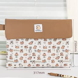 Kapibala File Bag Student Stationery Bag Cartoon High Appearance Large Capacity Zipper Storage Bag