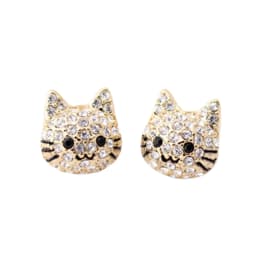 Cute Girl Cat Stud Earrings Exquisite Women's Earrings Fashion Accessories Party Jewelry Full Rhinestone Stud Earrings Girl Gift
