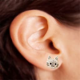 Cute Girl Cat Stud Earrings Exquisite Women's Earrings Fashion Accessories Party Jewelry Full Rhinestone Stud Earrings Girl Gift