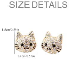Cute Girl Cat Stud Earrings Exquisite Women's Earrings Fashion Accessories Party Jewelry Full Rhinestone Stud Earrings Girl Gift