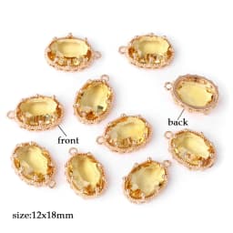 Fashoin Crystal Glass Pendant Oval Shape Rhinestone Charms for Vintage Women's Earrings Bracelet DIY Crafts Supply 5pcs