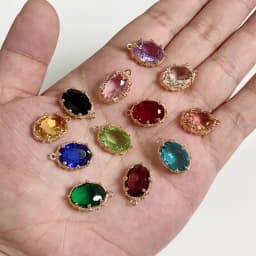Fashoin Crystal Glass Pendant Oval Shape Rhinestone Charms for Vintage Women's Earrings Bracelet DIY Crafts Supply 5pcs
