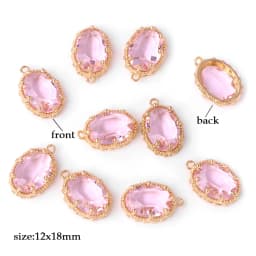 Fashoin Crystal Glass Pendant Oval Shape Rhinestone Charms for Vintage Women's Earrings Bracelet DIY Crafts Supply 5pcs