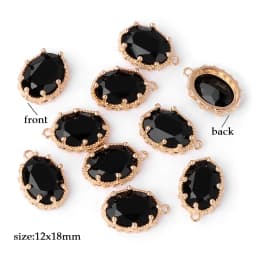 Fashoin Crystal Glass Pendant Oval Shape Rhinestone Charms for Vintage Women's Earrings Bracelet DIY Crafts Supply 5pcs