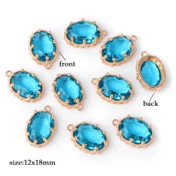 Fashoin Crystal Glass Pendant Oval Shape Rhinestone Charms for Vintage Women's Earrings Bracelet DIY Crafts Supply 5pcs