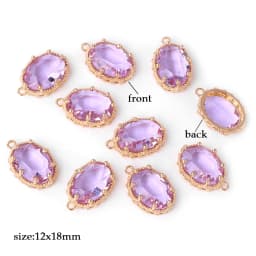 Fashoin Crystal Glass Pendant Oval Shape Rhinestone Charms for Vintage Women's Earrings Bracelet DIY Crafts Supply 5pcs