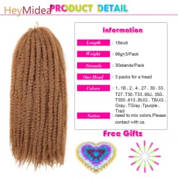 Marley Hair for Twists 18 Inch Long Afro Kinky Marley Braids Hair Kanekalon Synthetic Marley Braiding Hair Extensions Heymidea