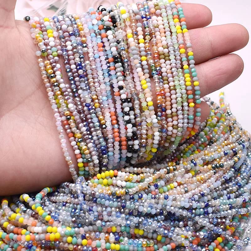 New Mixed AB color 2mm Czech crystal Glass Beads Rondelle Faceted Crystal Beads Needlework Loose Spacer Beads for Jewelry Making