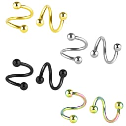 1Pair Surgical Steel Spiral Twisted Lip Ring Nose Rings 16 Gauge Ear Cartilage Helix Piercing Body Accessories Jewelry