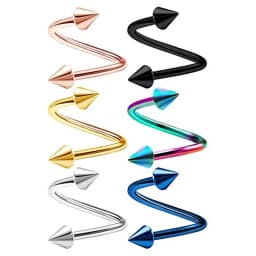 1Pair Surgical Steel Spiral Twisted Lip Ring Nose Rings 16 Gauge Ear Cartilage Helix Piercing Body Accessories Jewelry