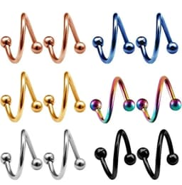 1Pair Surgical Steel Spiral Twisted Lip Ring Nose Rings 16 Gauge Ear Cartilage Helix Piercing Body Accessories Jewelry