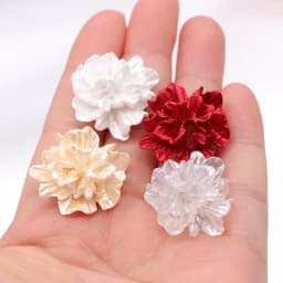 10Pcs/lot Flat Back Resin Cabochon Pearl White Red Champagne Gold Color 3D Rose Flower Charm Fit Phone Embellishment DIY Making
