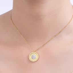 Black Acrylic And Shell Double Side Pendant Necklace Stainless Steel Roman Numeral Gold Color Jewelry For Women Holiday Gifts