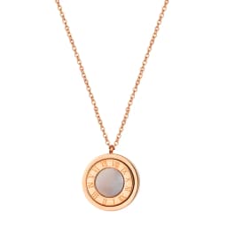 Black Acrylic And Shell Double Side Pendant Necklace Stainless Steel Roman Numeral Gold Color Jewelry For Women Holiday Gifts