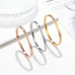 Diameter 5cm And 5.8cm Bangle For Women Kid Stainless Steel Small Flower Gold Color Bracelet Jewelry Low Price Wholesale