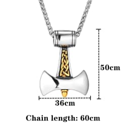 Vikings Axe Anchor Necklaces Men Titanium Steel Gold Color Norse Rune Hammer Amulet Pendant Self-defense Never Fade Male Jewelry