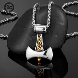 Vikings Axe Anchor Necklaces Men Titanium Steel Gold Color Norse Rune Hammer Amulet Pendant Self-defense Never Fade Male Jewelry