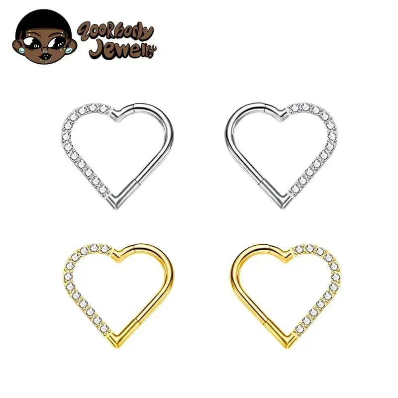 Heart Daith Pierced Nose Ring ASTM F136 Implantation Grade Diaphragm 16G Clicker Tragus Leather Earring Body Jewelry Wholesale