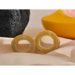 Yhpup 37mm Rust Proof Stainless Steel Round Hollow Big Stud Earrings Women Charm Metal Texture Statement Gold Color Jewelry New