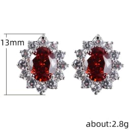 Huitan Fashion Sunflower Shape Stud Earrings Women Brilliant Oval Cubic Zirconia Luxury Female Party Jewelry Earring Top Quality