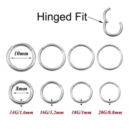 1pc 0.8-1.6mm Hinged Septum Clicker Segment Nose Ring Lip Ear Cartilage Ear Helix Body Jewelry Surgical Steel Piercing Ring Hoop