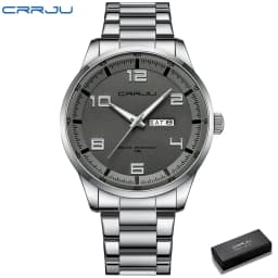 CRRJU Business Men Luxury Watches Stainless Steel Quartz Auto Date Clock with Luminous Hands Relogio Masculino