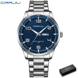 CRRJU Business Men Luxury Watches Stainless Steel Quartz Auto Date Clock with Luminous Hands Relogio Masculino