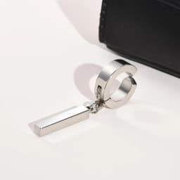 Men Simple 3D Bar Huggie Earrings Gift Jewelry, Waterproof Stainless Steel Solid Geometric Earrings No Piercing Accessory