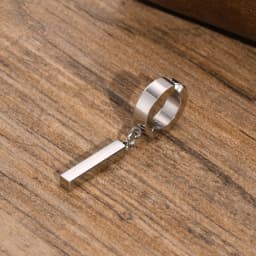Men Simple 3D Bar Huggie Earrings Gift Jewelry, Waterproof Stainless Steel Solid Geometric Earrings No Piercing Accessory