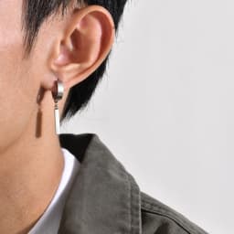 Men Simple 3D Bar Huggie Earrings Gift Jewelry, Waterproof Stainless Steel Solid Geometric Earrings No Piercing Accessory
