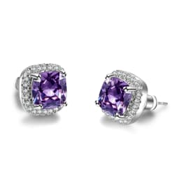 Luxury Female Yellow Pink Stone Earrings Fashion Silver Color Wedding Jewelry Vintage Double Stud Earrings For Women
