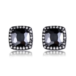 Luxury Female Yellow Pink Stone Earrings Fashion Silver Color Wedding Jewelry Vintage Double Stud Earrings For Women