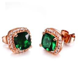 Luxury Female Yellow Pink Stone Earrings Fashion Silver Color Wedding Jewelry Vintage Double Stud Earrings For Women