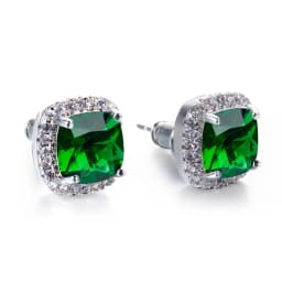 Luxury Female Yellow Pink Stone Earrings Fashion Silver Color Wedding Jewelry Vintage Double Stud Earrings For Women