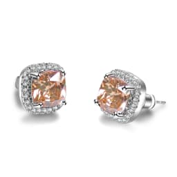 Luxury Female Yellow Pink Stone Earrings Fashion Silver Color Wedding Jewelry Vintage Double Stud Earrings For Women