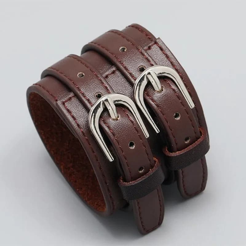 Fashion male Genuine Leather bracelet Friendship Big Wide Bracelet for Men high quality Buckle adjustable Vintage Punk Jewelry