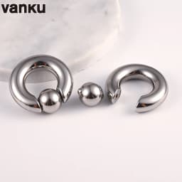 Vanku 2pcs Stainless Steel Ear Piercing Weights Stretcher Expander Ear Gauge Round Ball Closure Nose Septum Ring Jewelry