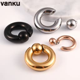 Vanku 2pcs Stainless Steel Ear Piercing Weights Stretcher Expander Ear Gauge Round Ball Closure Nose Septum Ring Jewelry