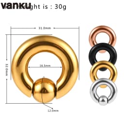 Vanku 2pcs Stainless Steel Ear Piercing Weights Stretcher Expander Ear Gauge Round Ball Closure Nose Septum Ring Jewelry
