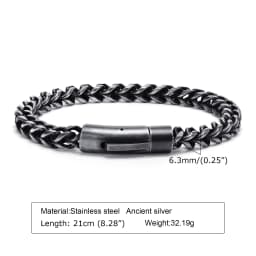 Vnox 6.3mm Vintage Bracelets for Men, Double Layer Cuban Chain, Franco Foxtail Chain Bracelet, Retro Srainless Steel Wristband