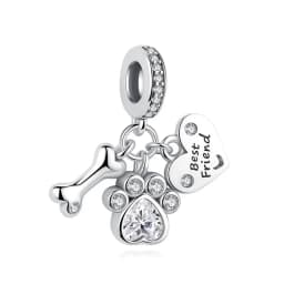 Original 925 Sterling Silver Charms Dog Cat Paw Print Love Pendant Beads Fit Brand Bracelet Necklaces Diy Jewelry For Women