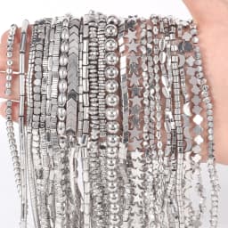 Natural Silver Color Hematite Stone Cylinder Irregular Loose Round Beads For DIY Jewelry Making Bracelet Earring Accessories