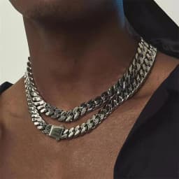 ULJ Punk Miami Cuban Link Men Hip Necklace 304 Stainless Steel Hip-Hop Female Male Bracelet Chain Ice Out Waterproof Jewelry