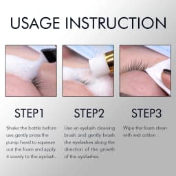 Gollee Eyelash 100ml Foam Cleaner for Clean Lashes Non-Irritating with Soft Brush Shampoo Eye Extension Clean Gentle Makeup Tool