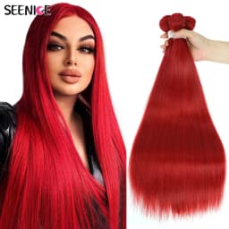 Straight Hair Bundles Synthetic Natural Hair Weaving Brown 613 Bundles Hair Extensions Ombre Red Blonde Weave Long Fake Hair
