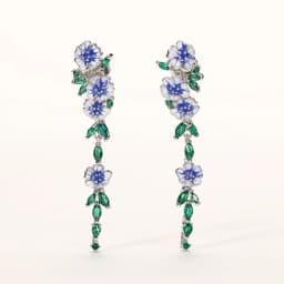 Huitan Vintage Enamel Flower Dangle Earrings Women Temperament Blue Trumpet Flower Long Earrings Wedding Party Aesthetic Jewelry