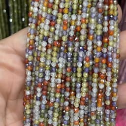 Wholesale 2/3/4mm Natural Stone Amethyst Tiger Eye Tourmaline Zircon Cut Angle Spacing Beads DIY Men's And Women's Bracelet